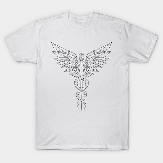 Polygonal Caduceus Symbols T-Shirt by Blackmoon9